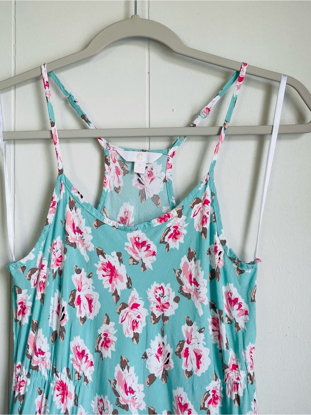 Charming Charlie Floral midi Dress Women’s Small S Aqua Turquoise Pink White - Picture 2 of 12